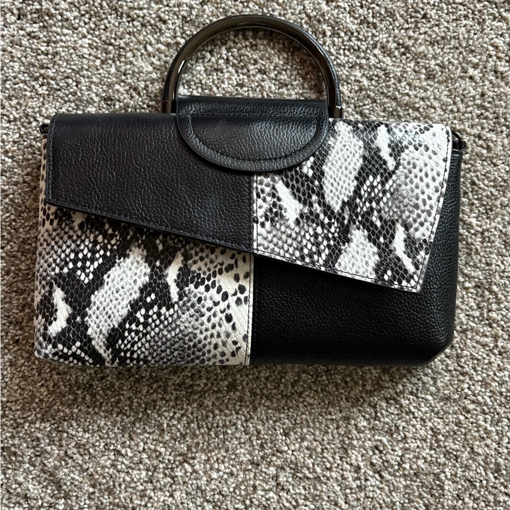 Chic Black and Snake Print Women's Bag